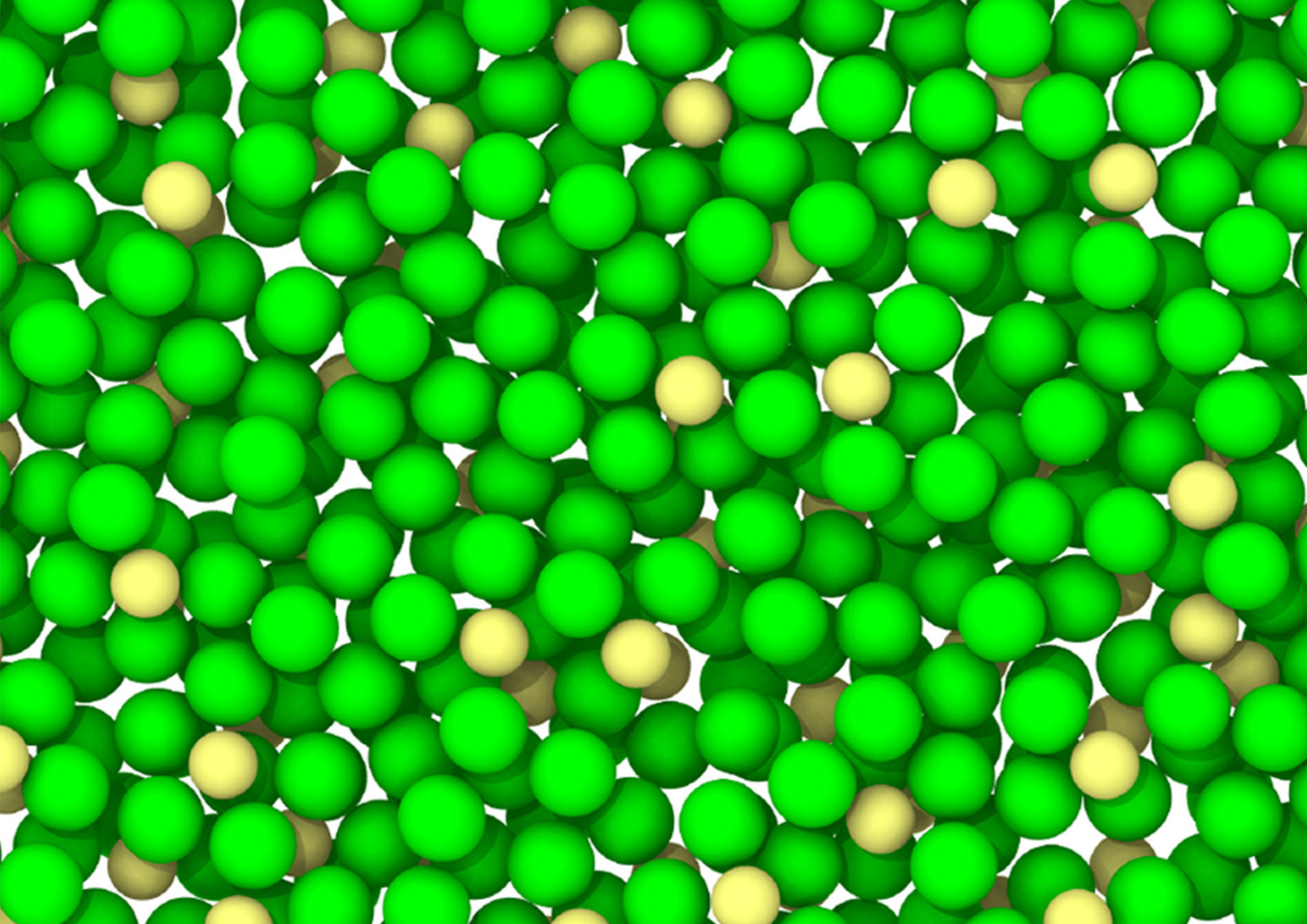 乱れた構造が特徴的なPd-Siガラスの原子配置